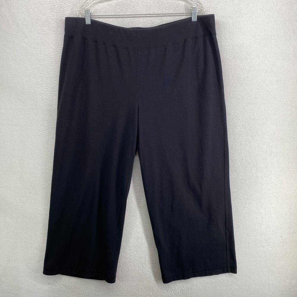 EILEEN FISHER Pants 2X Stretch Organic Cotton Jersey Cropped Wide Ankle Blue USA